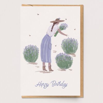 Lavendel-Gärtner-Geburtstagskarte