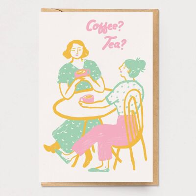 ¿Café o té? Tarjeta Gal Pals