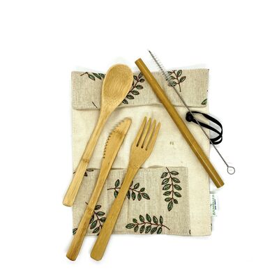 Besteck-Set aus Bambus - Leaf-Design