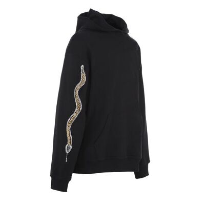 Black chain snake embroidery hoodie (size S)