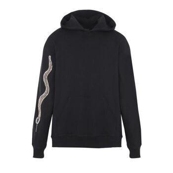 Hoodie noir broderie serpent en chaines (taille S) 2