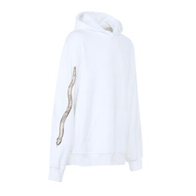 White hoodie with snake embroidery in chains (size S)