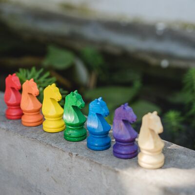 7 chevaliers d'échecs colorés
