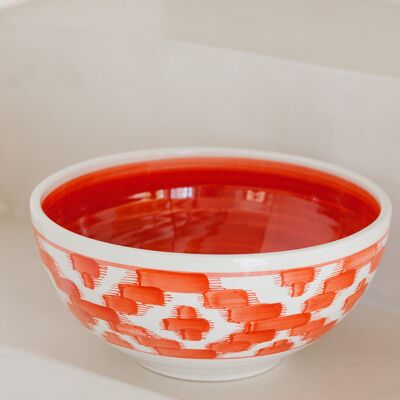 Red Ikat Serving Bowl