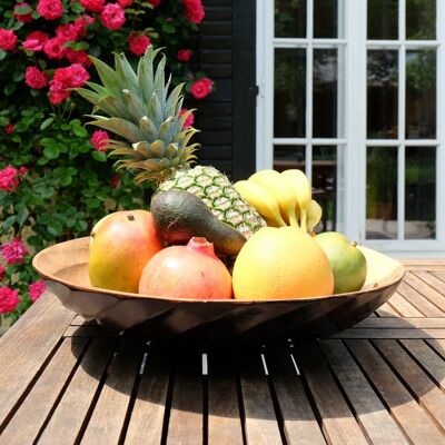 Wooden bowl - fruit bowl - salad bowl - model Eddy - choco - L (Øxh) 45cm x 10cm