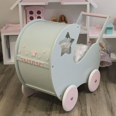 Handgefertigter Puppenwagen aus Holz Star Mint ab 99 € Kinderwagen