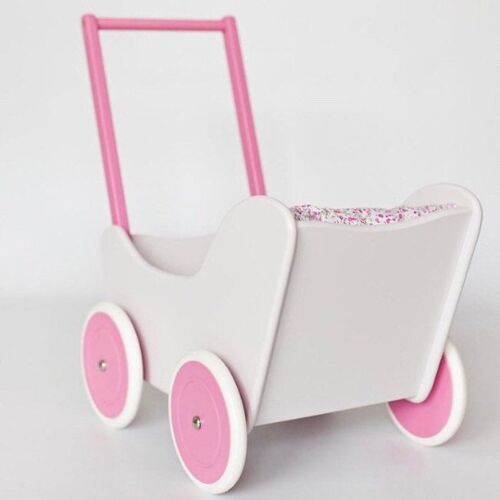 Handmade Wooden Doll Pram Pink No Cab from £78 Pram