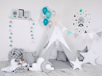 Ensemble tipi pour enfant White Kingdom Tipi, tapis de sol, deux oreillers, panier, bruant, dreamcatcher 2