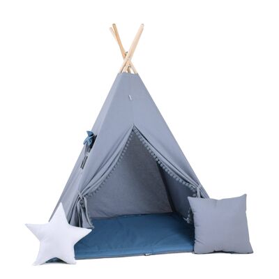 Kinder-Tipi-Set Tipopotam Tipi, Fußmatte, zwei Kissen, Körbchen, Wimpel