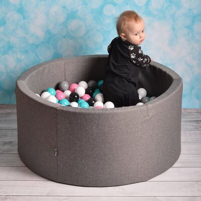 Ball-Pit Rond Gris 90X40cm (+200 Balles)