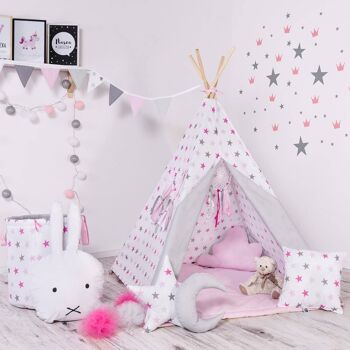 Tipi pour enfant Set Candy Constellations Tipi, tapis de sol, deux oreillers, panier, bruant, dreamcatcher 1