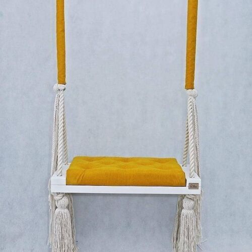 Wooden Indoor Swing White Yellow