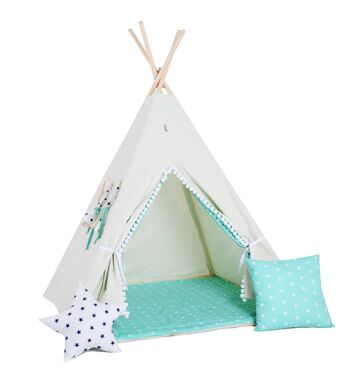 Ensemble tipi pour enfant Fairy-Tale Dream Tipi, tapis de sol, deux oreillers, panier, bruant, dreamcatcher