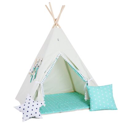 Child's Teepee Set Fairy-Tale Dream Teepee, floor mat, two pillows, basket, bunting, dreamcatcher