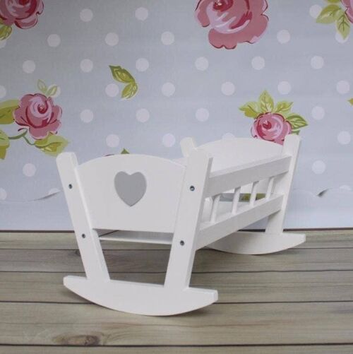 Handmade Wooden Dolls Rocking Cradle White Cradle without personalisation