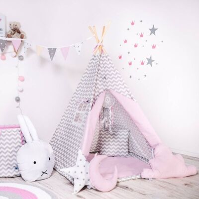 Child's Teepee Set Candy Nap Teepee, floor mat, two pillows, basket, bunting, dreamcatcher