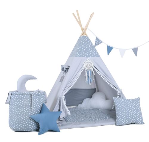 Child's Teepee Set Ice Age Teepee, floor mat, two pillows, basket, bunting, dreamcatcher