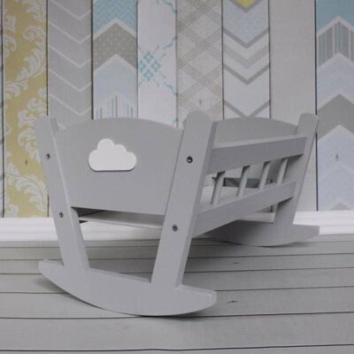 Handmade Wooden Dolls Rocking Cradle Grey Cradle Without Personalisation