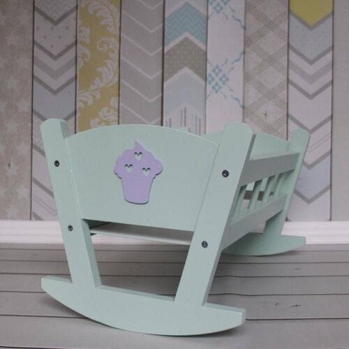 Handmade Wooden Dolls Rocking Cradle Mint Cradle Without Personalisation