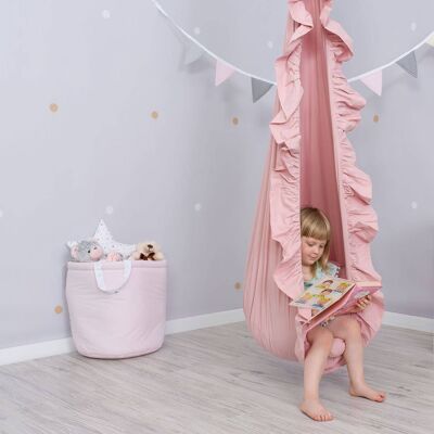 Hanging Cocoon Swing Powder Pink with Frill