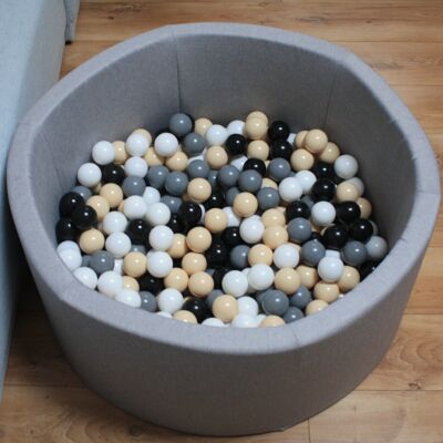 Ball-Pit Rond Gris Clair 90X30cm (+200 Balles)