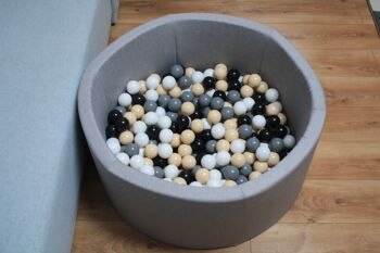 Ball-Pit Rond Gris Clair 90X30cm (+200 Balles) 2