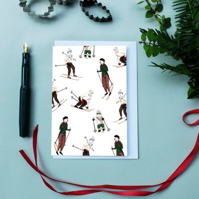 Greeting card A6 skis