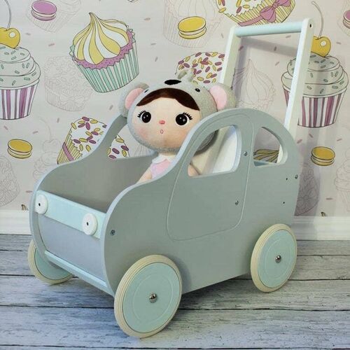 Handmade Toddler's Push Car / Walker GreyBlue