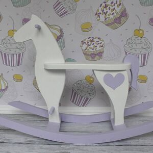 Cheval à bascule en bois fait à la main blanc et violet