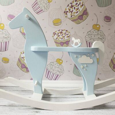 Handmade Wooden Rocking Horse Blue