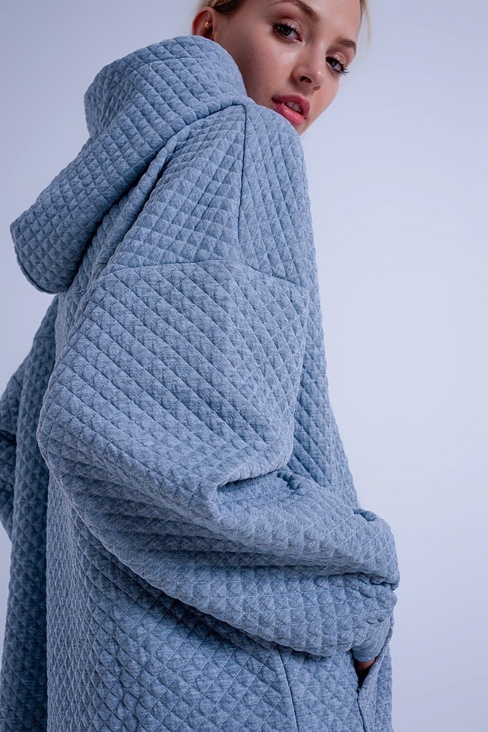 Felpa trapuntata grigia