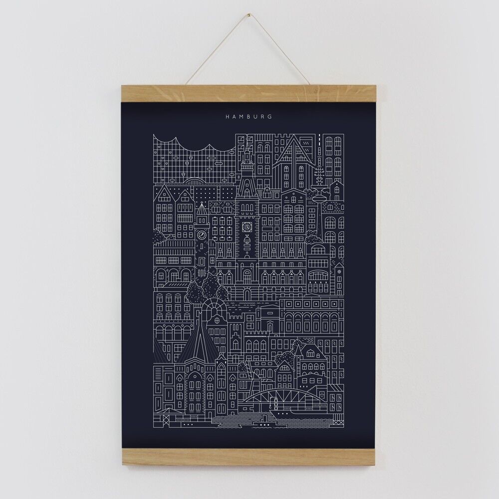 Hamburg A3 Navy Print