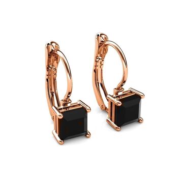 Boucles d'oreilles Square : Or Rosé et Cristal2 4