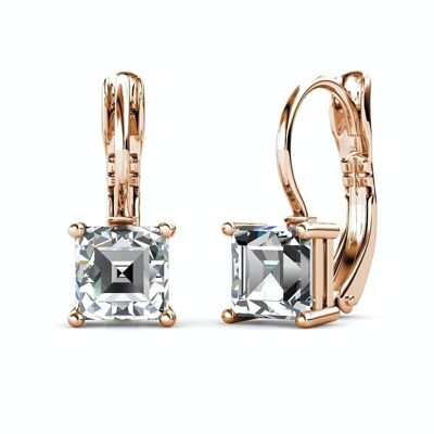 Square Earrings - Rose Gold and Crystal
