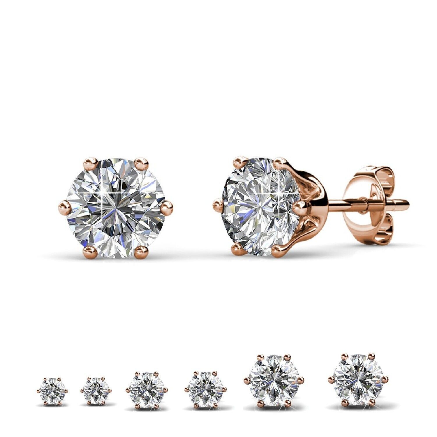 Orecchini Solitario M - Oro rosa e cristallo