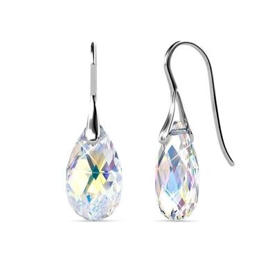 Teardrop Hook Earrings: Silver and Crystal1