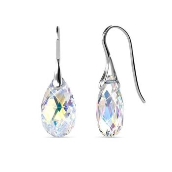 Boucles d'oreilles Teardrop Hook : Argenté et Cristal1 1