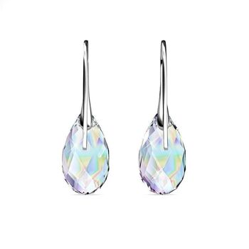 Boucles d'oreilles Teardrop Hook : Argenté et Cristal1 5