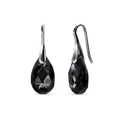 Teardrop Hook Earrings: Silver and Crystal