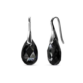 Boucles d'oreilles Teardrop Hook : Argenté et Cristal 1