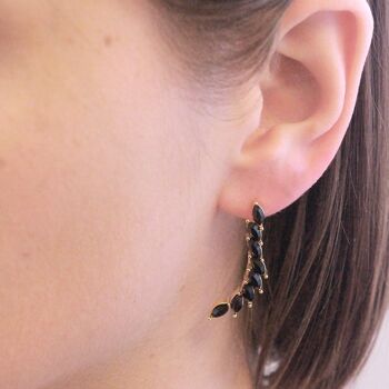 Boucles d'oreilles Clematis : Doré et Cristal 2