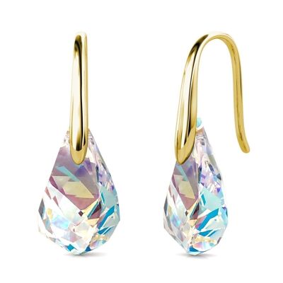 Comet Droplets Earrings: Gold and Crystal
