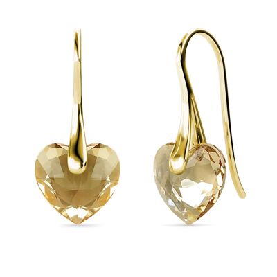 Pendientes corazón cristalino: oro y cristal
