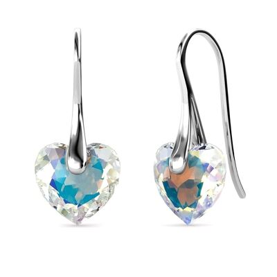 Boucles d'oreilles Crystaline Heart : Argenté et Cristal
