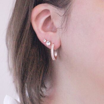 Boucles d'oreilles Aleah : Or Rosé et Cristal 2