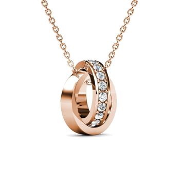 Pendentif Circle Hoop : Or Rosé et Cristal 1