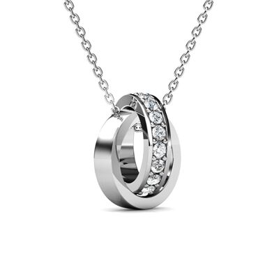 Circle Hoop Pendant: Silver and Crystal