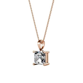 Pendentif Simple Square : Or Rosé et Cristal2 6