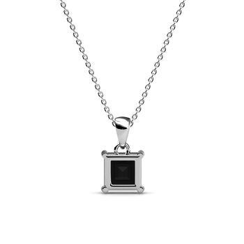 Pendentif Simple Square : Argenté et Cristal4 4