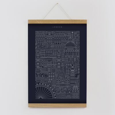 London A3 Navy Print